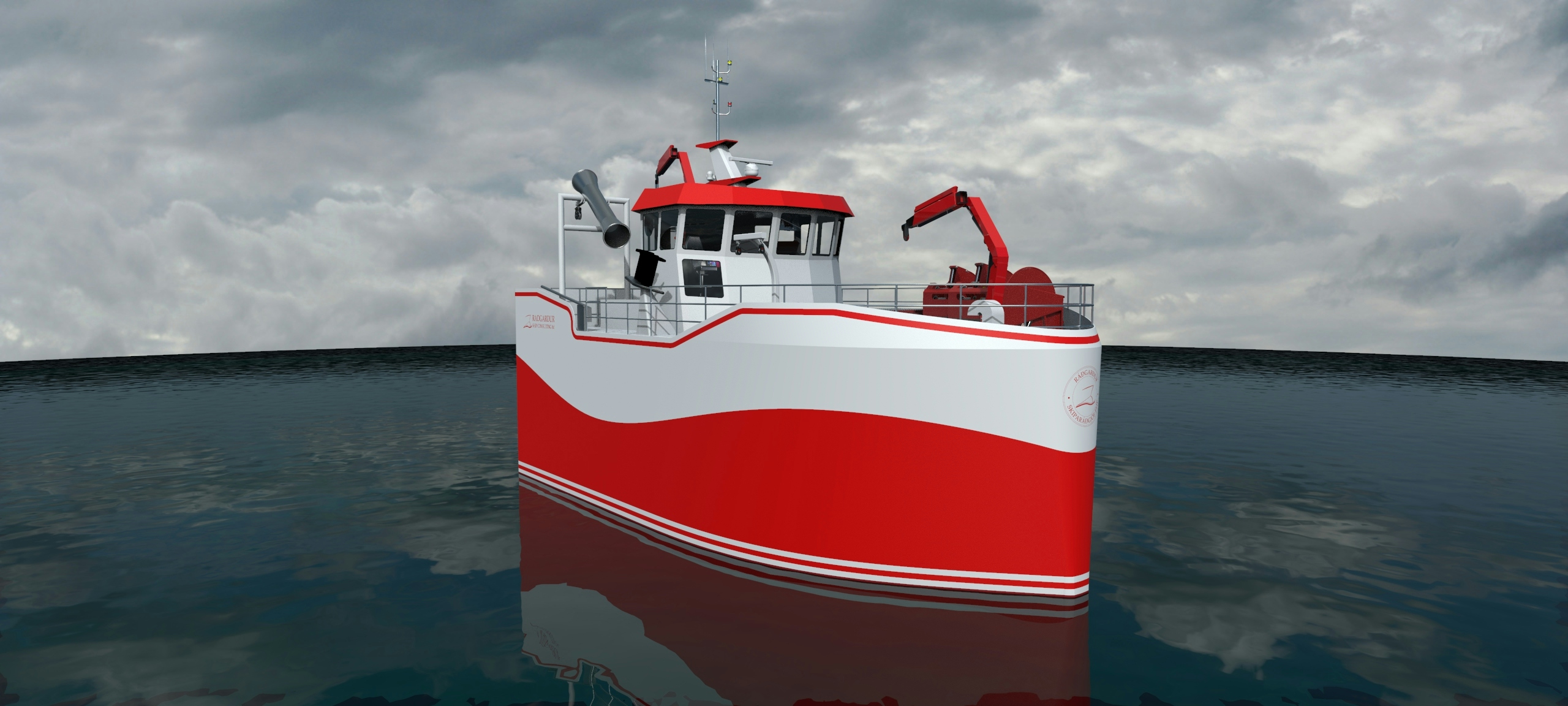 15 meter boat designed drawn and rendered for Radgard Ship Consulting