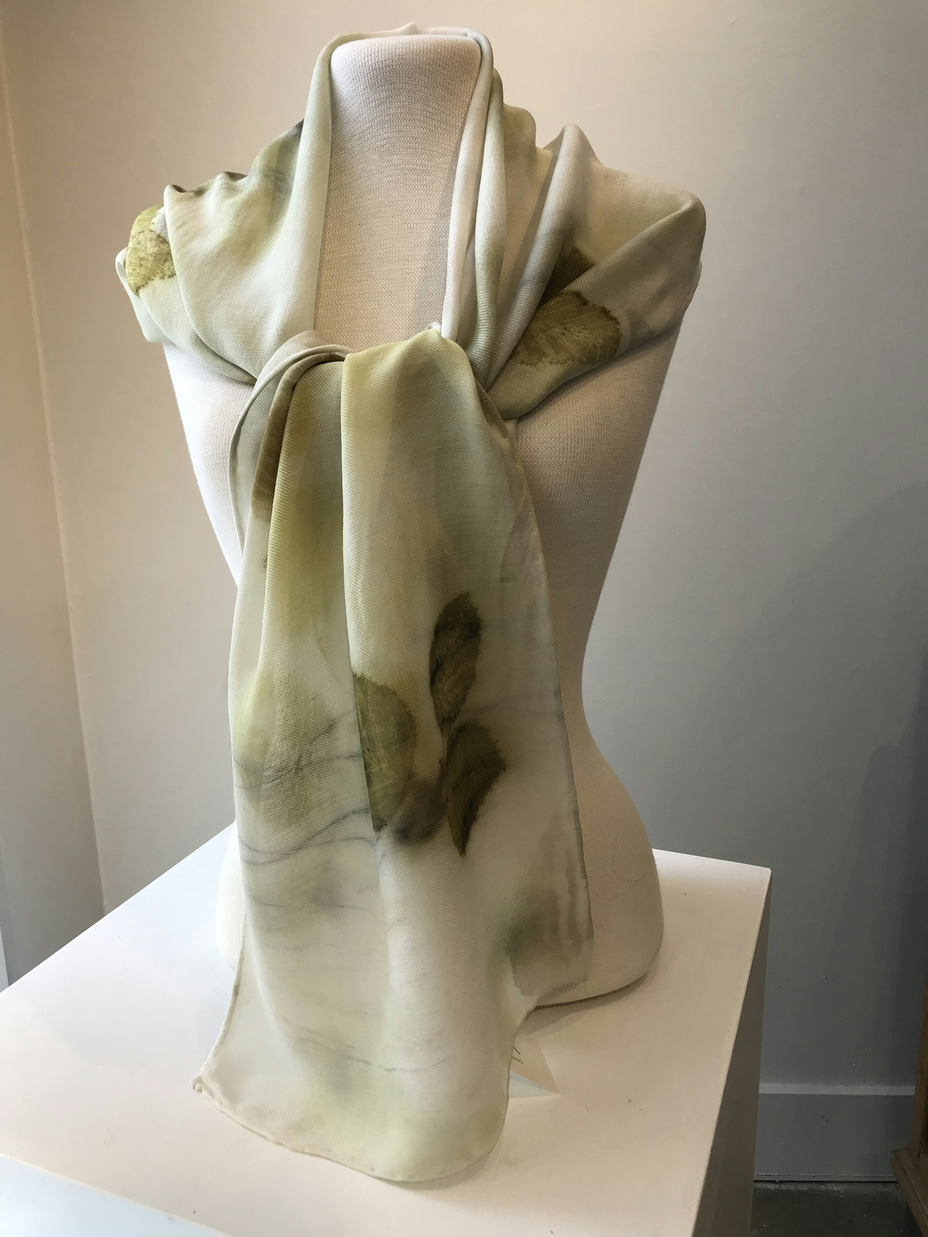 Naturally dyed scarf from silk and wool 