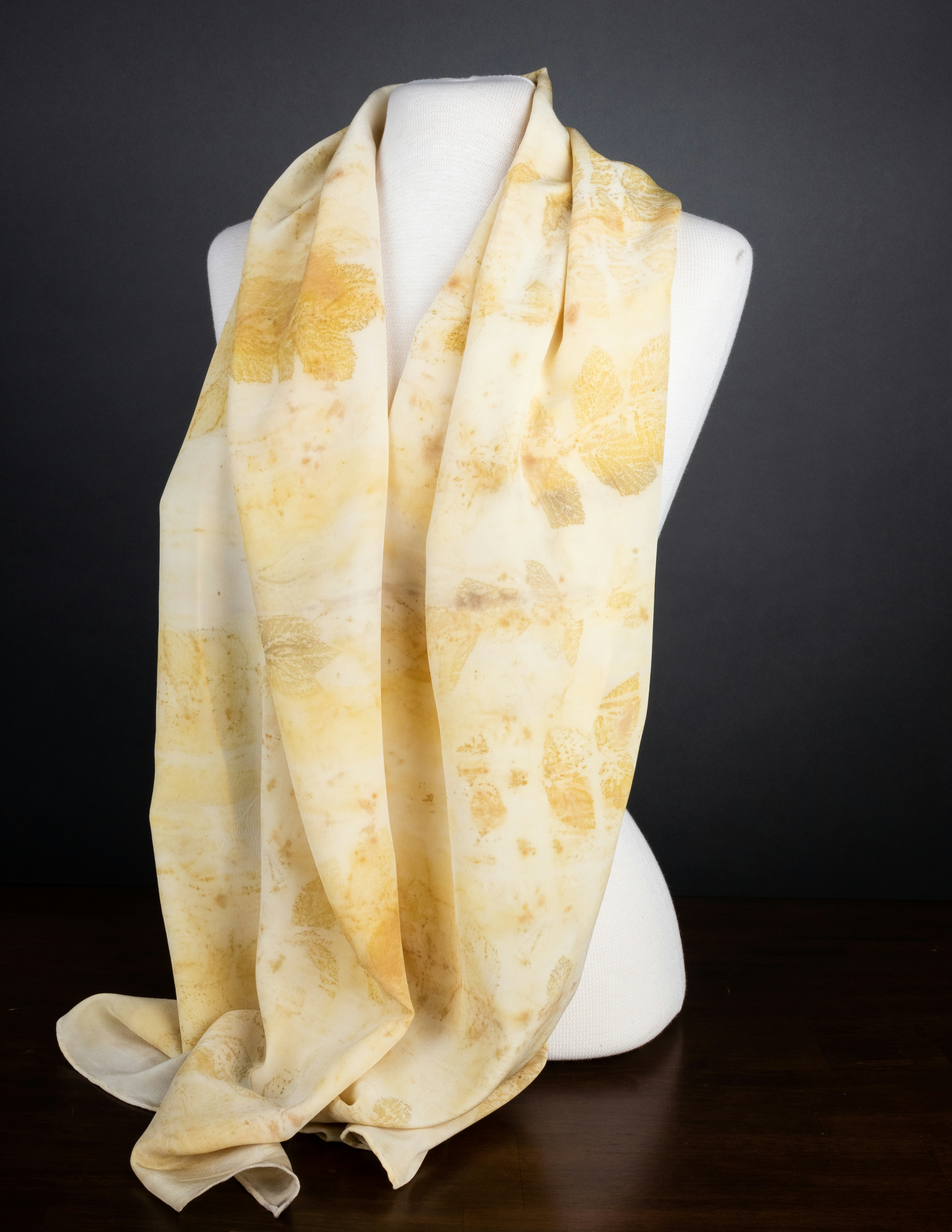 Naturally dyed silk scarf 