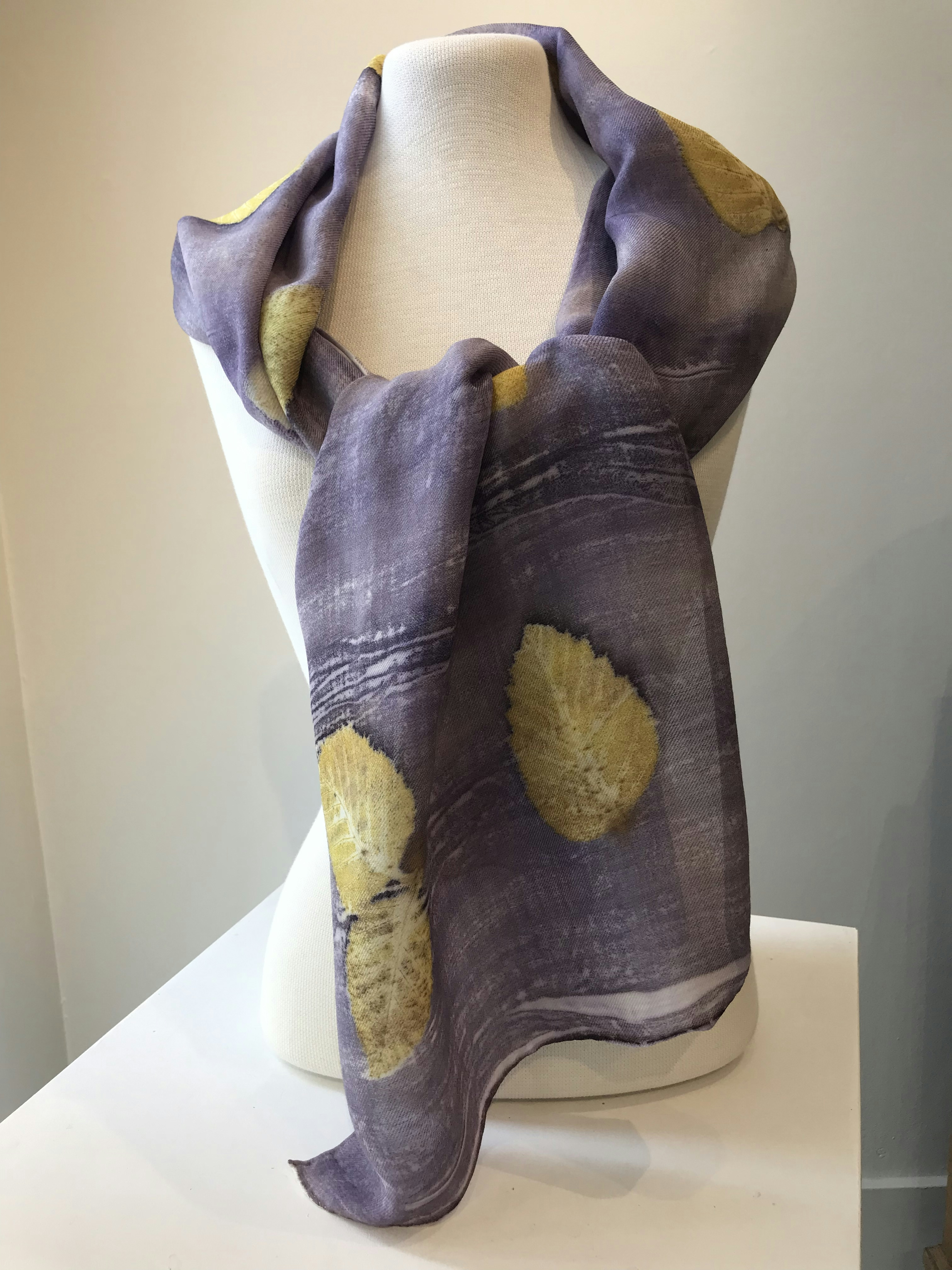 Naturally dyed scarf from silk and wool