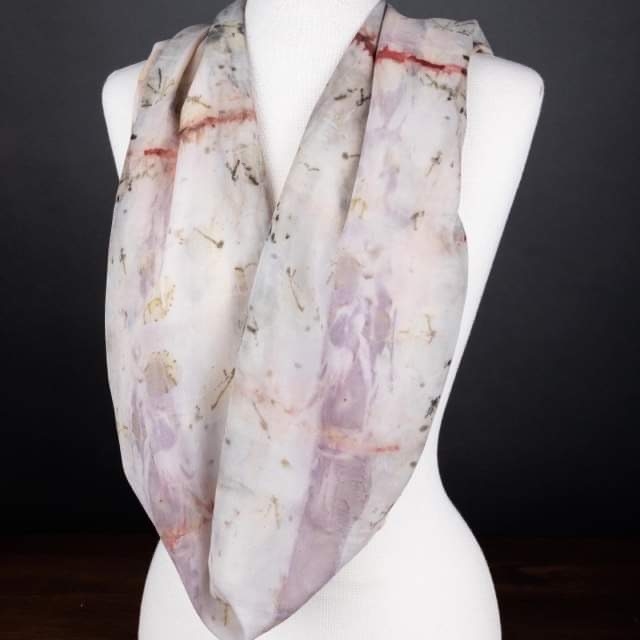 Naturally dyed silk infinity scarf 