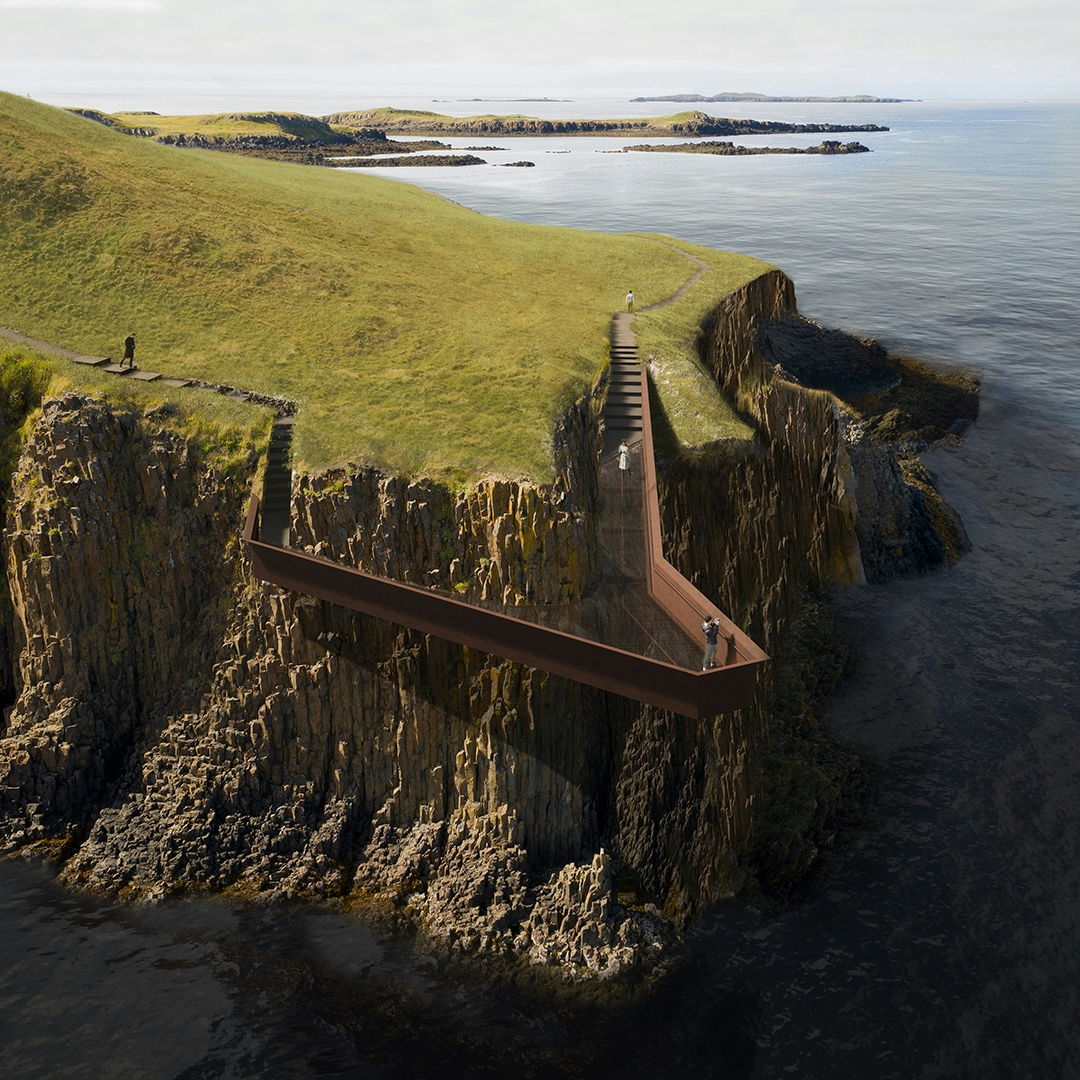 Viewing platform in Súgandisey, competition proposal in collaboration with Schønherr