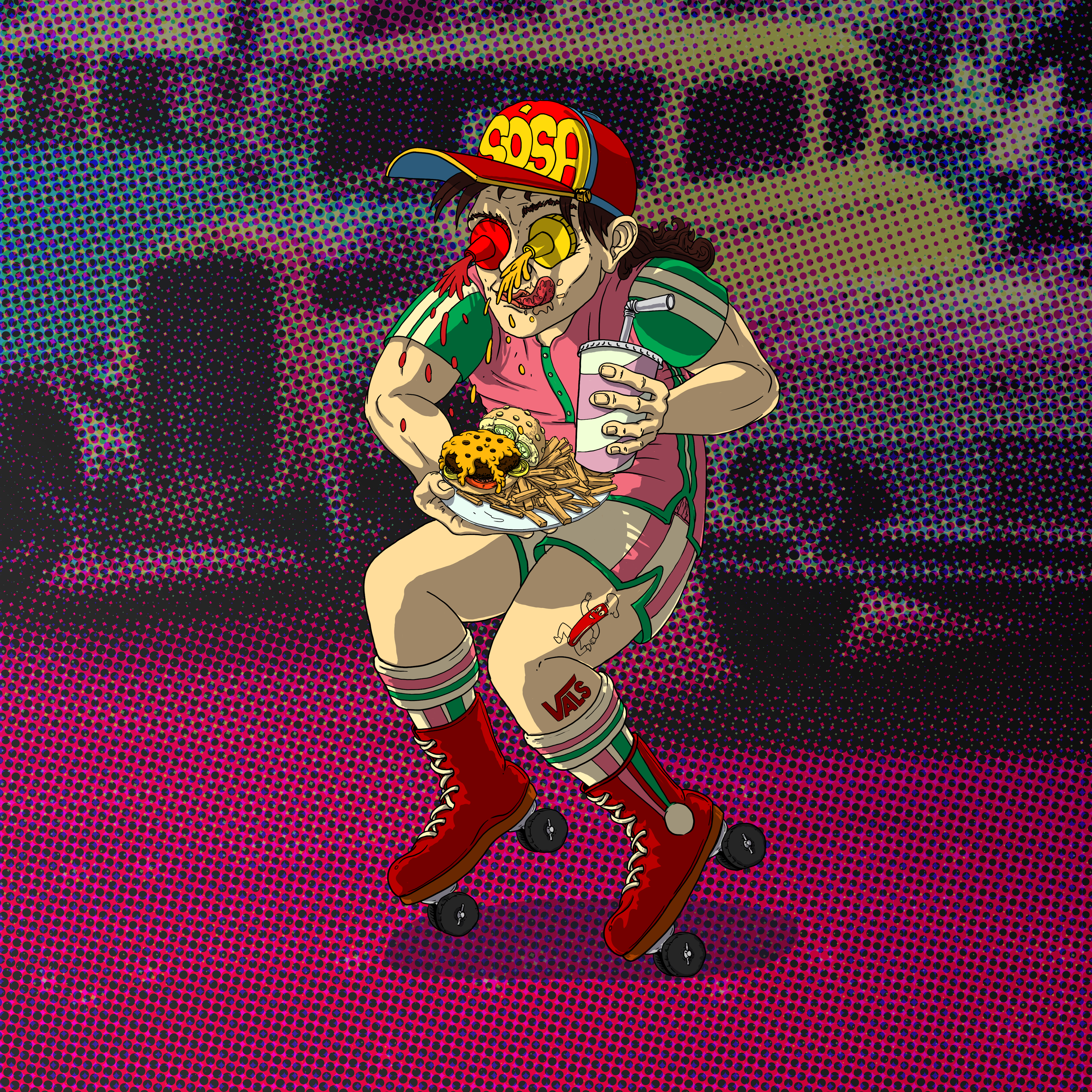I have always wanted to have a burger delivered to me on roller skates...(yes, it's a weird "design" image).