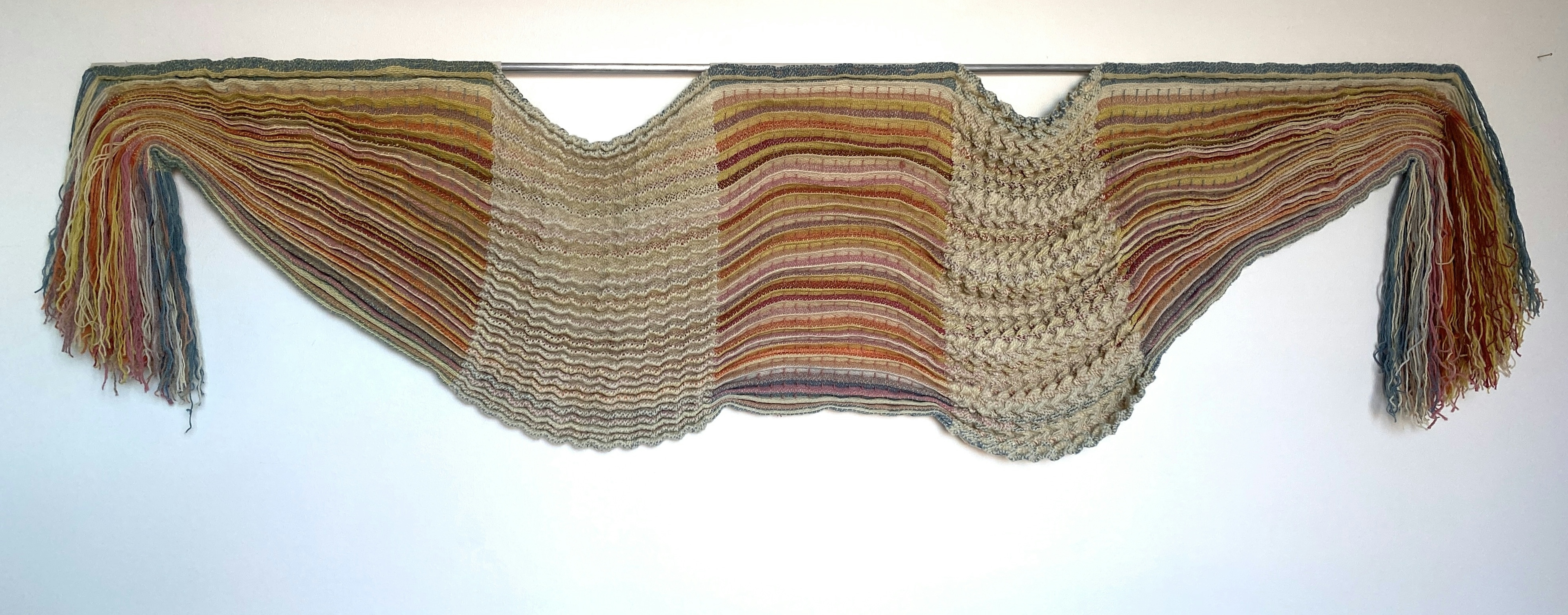 With time. 2021. Wool, natural dyes. Handwoven. 200 x 80 cm